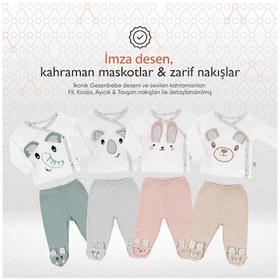 Resim Gezenbebe Hero Bebekler İçin Nakışlı Zıbın Ve Patikli Pantolon Set 0-3 Ay 