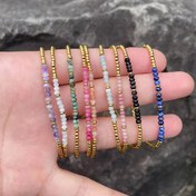 Resim 1 Adet Ayarlanabilir 18K Altın Kaplama Paslanmaz Çelik Boncuklu Bileklik - Doğal Aytaşı, Gül Kuvars ve Lapis Lazuli Taşlı - Kadınlar İçin Şık Minimalist Takı, Günlük Kullanım & Tatil Hediyesi (Öğretmenler Günü, Mezuniyet, Okula Dönüş), Zarif Aksesuar, Dayanıklı Yapı 