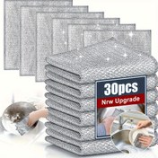 Resim 30 adet Çift Katmanlı Paslanmaz Mikrofiber Temizlik Bezleri - Çizilmeye Karşı Dayanıklı, Yeniden Kullanılabilir Mutfak Banyo ve Tencere Sünger, Modern Evler İçin Uzay Temalı Tasarım, Dayanıklı ve Verimli Temizlik Aracı, Mutfak Temizlik Malzemeleri, Şık Kumaş Görünümü 