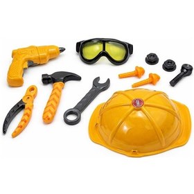 Resim Oyuncak Tamir Seti Marangoz Seti Kasklı, Gözlüklü, Matkaplı Çocuk Tamir Oyuncağı 