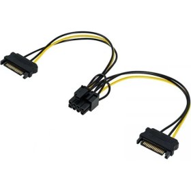 Resim Keepro 30 cm 6+2 Pin Pci Express Dişi To 2x 15 Pin Erkek Sata Kablo 6+2 Pci Exp 15 Pin Erkek Sata Güç Kablo 