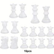 Resim 16 parça/set Satranç Kalıbı, 3D Kristal Damlalık Silikon Kalıp, DIY Satranç Yapımı İçin Uygun 