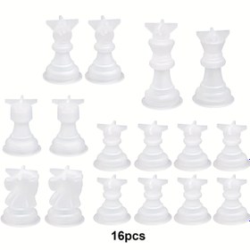 Resim 16 parça/set Satranç Kalıbı, 3D Kristal Damlalık Silikon Kalıp, DIY Satranç Yapımı İçin Uygun 