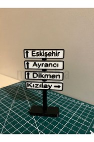 Resim maresshia Ankara Yön Tabelası Dekoratif Masa Aksesuarı(Eskişehir - Ayrancı - Dikmen - Kızılay) 