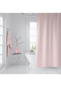 Resim Banyo Perdesi 2x120x200 Çift Kanat Duş Perdesi Halka Hediyeli Duşakabin Perdesi 0010 Pudra Pembe 