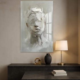 Resim Yara Bandı Cam Tablo - Beyaz / 120x180 cm 
