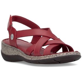 Resim Mammamia D25ys-2865 Kadın Hakiki Deri Düz Sandalet Kırmızı Kırmızı 