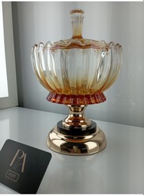 Resim Kristal Gondol Kapaklı Şekerlik Sunumluk Söz Nişan Kız İsteme Çikolatalık Dekoratif Obje Biblo Süs Eşya Gold 