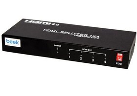 Resim Beek Bs-Vsp-Ha04Uh 4K 4Lü Hdmi Video Çoklayıcı 3810 X 2160 (4K) Ve 1920 X 1080 (Full Hd) Piksel Çözünürlük Hdmi 2.0 Hdcp 2.3 Metal Şasi Siyah Renk (4K Hdmi Spliter 