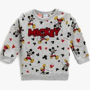 Resim Erkek Bebek Mickey Mouse Baskılı Sweatshirt Lisanslı 