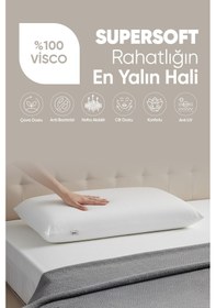 Resim Büyük Boy Visco Yastık - Ortopedik Yastık - Süper Soft Uzun Visco Yastık - Hava Alabilir Kumaş Beyaz 