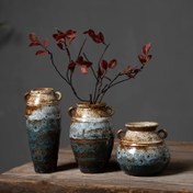 Resim Rustik Seramik Vazo - Oturma Odası, Giriş Yolu & Masa Merkezi için Vintage Çiftlik Evi Dekoru - Düğünler & Hediyeler için İdeal (Bitkiler Dahil Değildir) 