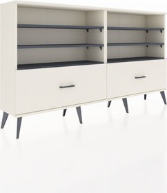 Resim Arges Konsol 6 Raflı 2 Çekmeceli 176x30x99 Aytaşı-antrasit/aytaş Aytaşı-antrasit/aytaşı 