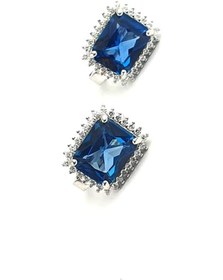Resim Sky Diamond Blue Creative Sapphire 925Ayar Gümüş Lüks Küpe 