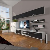 Resim Decoraktiv Eko 8 Mdf Dvd Krom Ayaklı Tv Ünitesi Tv Sehpası - Beyaz - Siyah 