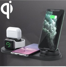 Resim 6'sı 1 Arada 10w Qi Standart Kablosuz Şarj Standı Siyah 