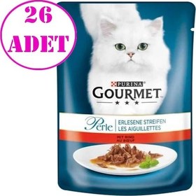 Resim Purina Gourmet Perle Izgara Sığır Etli Pouch Yetişkin Kedi Yaş Maması 26 x 85 G 