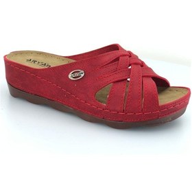 Resim Aryan D.r Tavsiyeli Ortapedik Kadın Terlik Kırmızı 