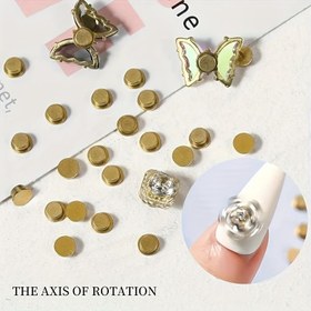 Resim 10 Adet Dönen Tırnak Süsü Dekoratif Dönen Aksesuarlar, Metal Çiviler, Taşlar, Kristal Taşlar, Kelebek Çiçek Dönen Rulman Tabanları 