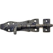 Resim Antika Tarz Dekoratif Pirinç Dövme Kapı Sürgüsü - 7,5cm, Oksit 