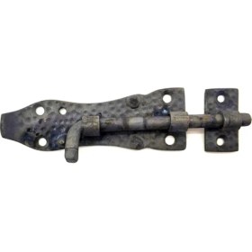 Resim Antika Tarz Dekoratif Pirinç Dövme Kapı Sürgüsü - 7,5cm, Oksit 