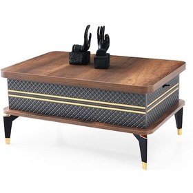 Resim Akıllı Laptop Sehpa Yemek Masası Orta Sehpa Koyu Ceviz-Antrasit 