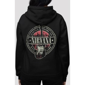 Resim Sevbano Tasarım Nirvana Rock Metal Müzik Grubu Sırt Baskılı Unisex Oversize Penye Hoodie 