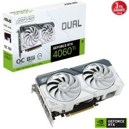 Resim Asus DUAL GeForce RTX 4060 Ti White OC Edition 8GB 128 Bit DLSS 3 Ekran Kartı 