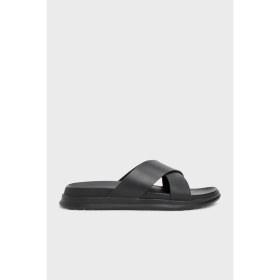 Resim Tommy Hilfiger Deri Çapraz Çift Bantlı Sandalet Erkek Sandalet FM0FM05358 Bds 