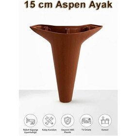 Resim Aspen 15 Cm Ceviz 4'lü Set Koltuk Baza Dolap Tv Ünitesi Yatak Odası Konsol Ayağı Ceviz 