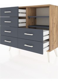 Resim Arges Şifonyer 2 Raflı 6 Çekmeceli 88x30x80 Çam-antrasit Antrasit 