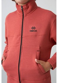 Resim Tommylife Tommy Life Kiremit Pamuklu Kalın İçi Tüylü Yumuşak Dokulu Standart Fit Nakışlı Erkek Çocuk Sweatshirt - 11245 Kiremit 