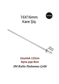Resim 16mm Kare Şiş - 115cm Uzunluk - 304 Kalite Paslanmaz Çelik 
