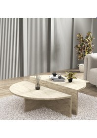 Resim Venüs Orta Sehpa Traverten Mermer Desen 