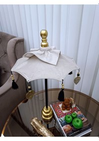 Resim Handmade Dekoartif Bali Şemsiye Krem Kadife 60 Cm 09 Bali 