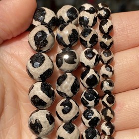 Resim 6mm(0.236inç) - 12mm(0.472inç) Fasetli Dzi Akik Taş Yuvarlak Boncuklar Takı Yapımı DIY Bileklik Kolye için 15" 