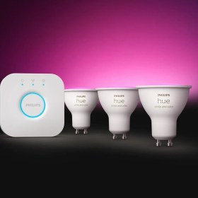 Resim Philips Huewca 4.2W GU10 Renkli Spot Akıllı Ampul 3'lü Başlangıç Seti 