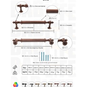 Resim Bablife Roma 96MM Antik Bakır Lüks Modern Çekmece Dolap Vestiyer Mobilya Kulpları 