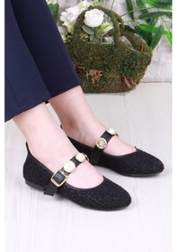 Resim Fort 01-632 Soft Toka Detaylı Şık Ev İş Ofis Rahat Günlük Ayakkabı Kadın Babet Sıyah Siyah 