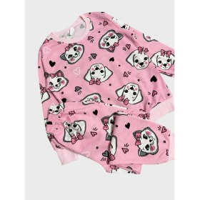 Resim Aliş Kids Kız Çocuk Pamuklu Pembe Kedi Desenli Uzun Kollu Göz Bantlı Mevsimlik Pijama Takımı 