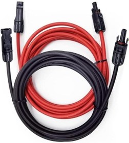 Resim Güneş Paneli Uzatma Kablosu (7m+7m) 4mm Çift Taraflı Mc4 Soketli Solar Ara Kablo Siyah Kırmızı 