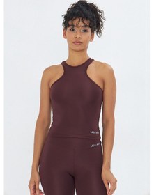 Resim Sportempt Lesa Wear Çapraz Detaylı Basic Spor Crop Atlet Kahverengi 