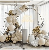 Resim 10 Krom Gold, 25 Beyaz Ve 25 Kum Beji Balon Zinciri Doğum Günü Nişan Kına Bride Seti Çok Renkli 