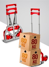 Resim PROXTECH Teleskopik Profesyonel 80 kg Kapasiteli Koli Yük Paket Taşıma Arabası El Arabası Uzayan Sap 