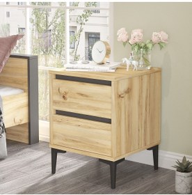 Resim Yurudesign Aristo Komodin 2 Çekmeceli Keçe-antrasit Ar6-ka 