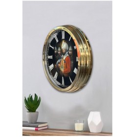 Resim Altın Gold Rengi Metal Çerçeveli Fsm Salon Ofis Duvar Saati 40 Cm (532131583) 