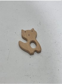 Resim Kedi Figürü Doğal Ahşap Diş Kaşıyıcı Çok Renkli 