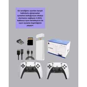Resim Renklime 2 Kollu Kablosuz 4K Tv Uyumlu Klasik Oyun Konsolu 
