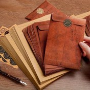 Resim 10 Adet Şık Vintage Kraft Kağıt Zarf, 19.05 x 10.92 cm - Kendinden Yapışkanlı, Dayanıklı Kırtasiye Klasik Tasarımlı Düğün & Parti Davetiyeleri İçin, Uygun Mektup Pedleri ve Hediye Kartı Zarfı Dahil 