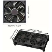 Resim Willowhaven Usb Soğutucu Fan 12x24 Çift Fanlı Siyah Router Laptop Notebok Soğutma 